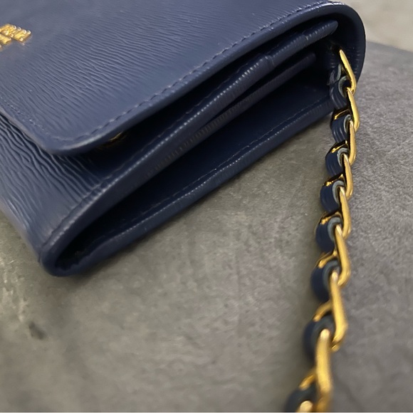 Slate Vitello leather Prada move wallet - Picture 7 of 13